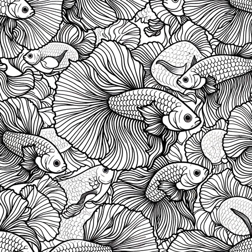 Mindful Siamese Fighting Fish Coloring Page