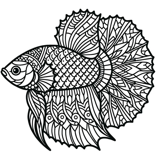 Geometric Siamese Fighting Fish Coloring Page