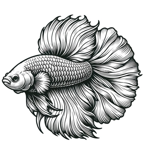 Realistic Siamese Fighting Fish Coloring Page