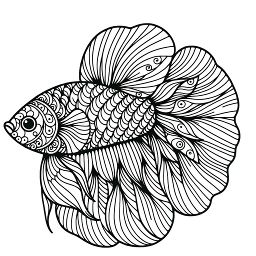 Zentangle Siamese Fighting Fish Coloring Page- 4 Free Printable Pages