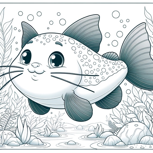 Underwater Catfish Coloring Page