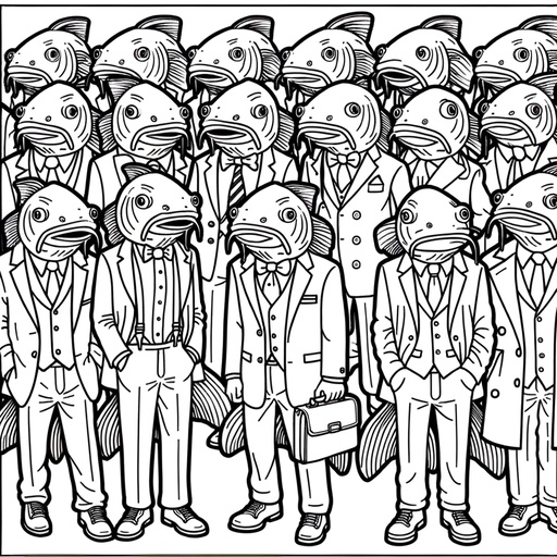 Catfish in Suits Coloring Page