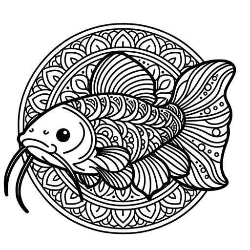 Mandala Catfish Coloring Page