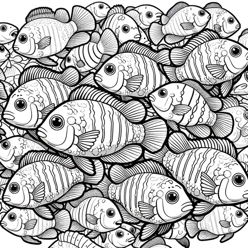 Cute Shoal of Cichlids Coloring Page