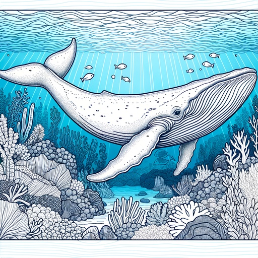 Underwater Blue Whale Coloring Page