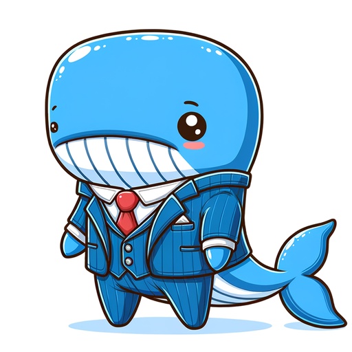 Blue Whale in Suits Coloring Page