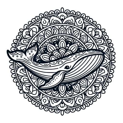 Mandala Blue Whale Coloring Page