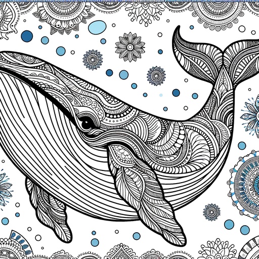 Mindful Blue Whale Coloring Page