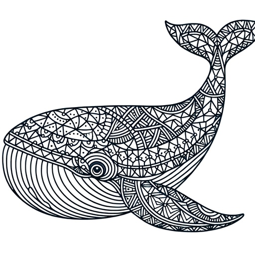 Geometric Blue Whale Coloring Page