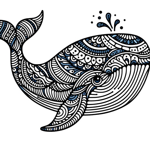 Zentangle Blue Whale Coloring Page