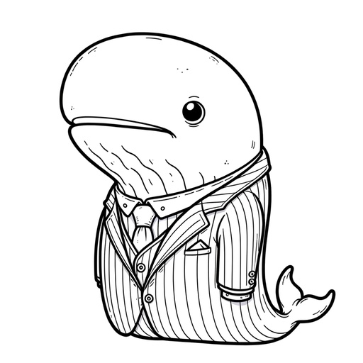 Sperm Whale in Suits Coloring Page