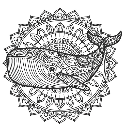 Mandala Sperm Whale Coloring Page