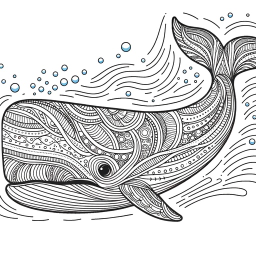 Mindful Sperm Whale Coloring Page