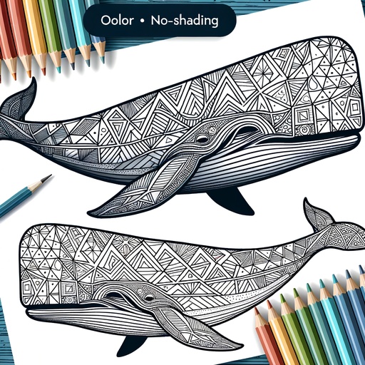 Geometric Sperm Whale Coloring Page