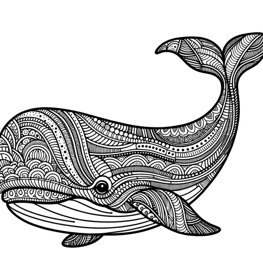 Zentangle Sperm Whale Coloring Page