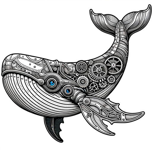 Steampunk Sperm Whale Coloring Page