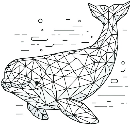 Geometric Beluga Whale Coloring Page