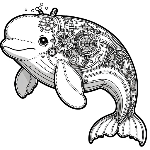 Steampunk Beluga Whale Coloring Page