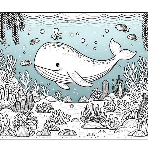 Underwater Gray Whale Coloring Page