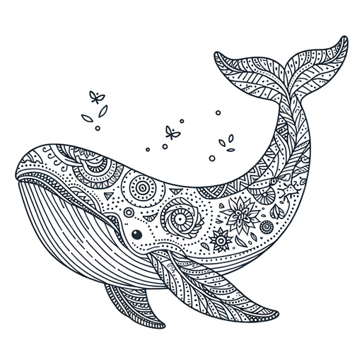 Mindful Gray Whale Coloring Page