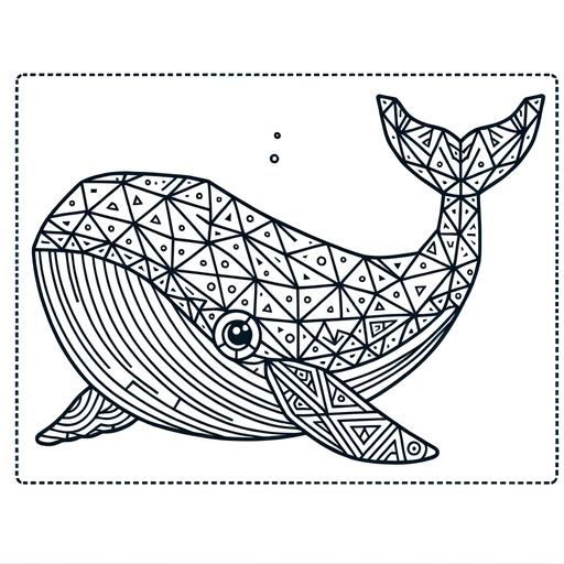 Geometric Gray Whale Coloring Page