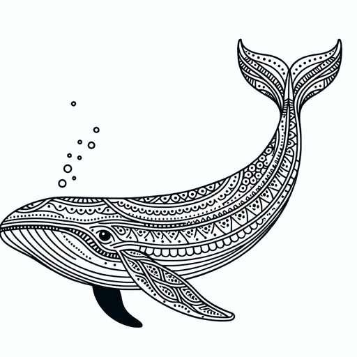 Mindful Minke Whale Coloring Page