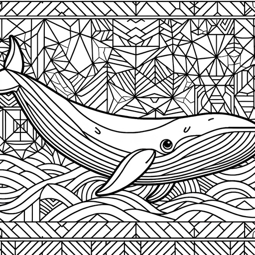 Geometric Minke Whale Coloring Page