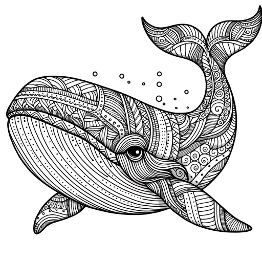 Zentangle Minke Whale Coloring Page