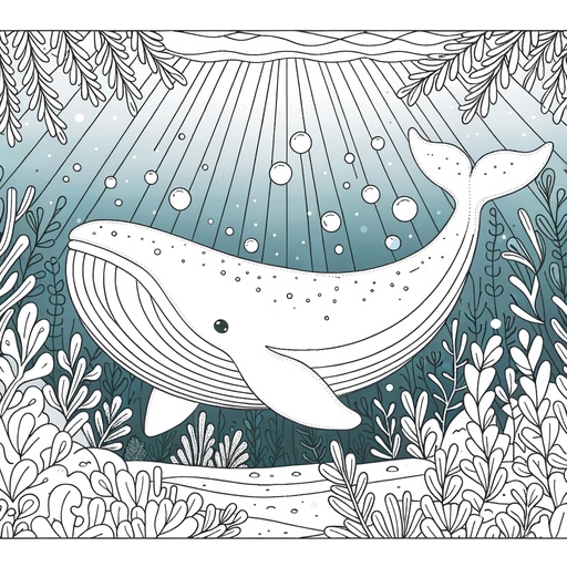 Underwater Fin Whale Coloring Page