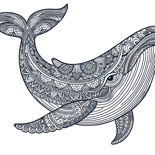 Mandala Fin Whale Coloring Page