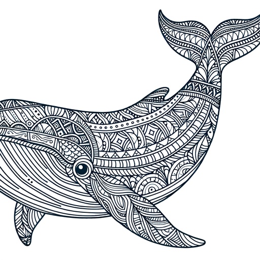 Mindful Fin Whale Coloring Page