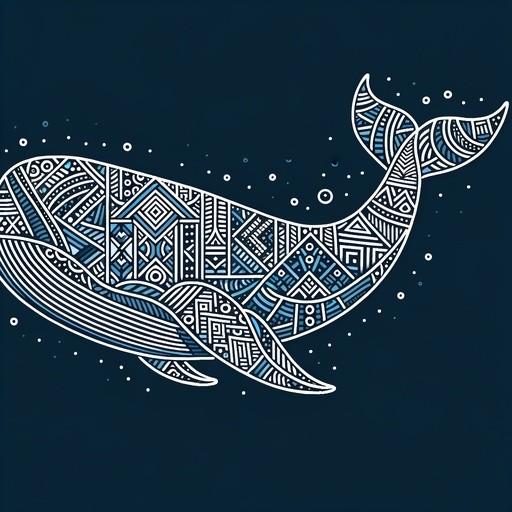 Geometric Fin Whale Coloring Page