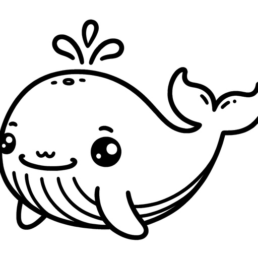 Cute Bowhead Whale Coloring Page