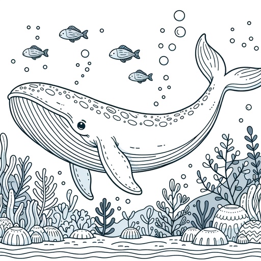 Underwater Bowhead Whale Coloring Page