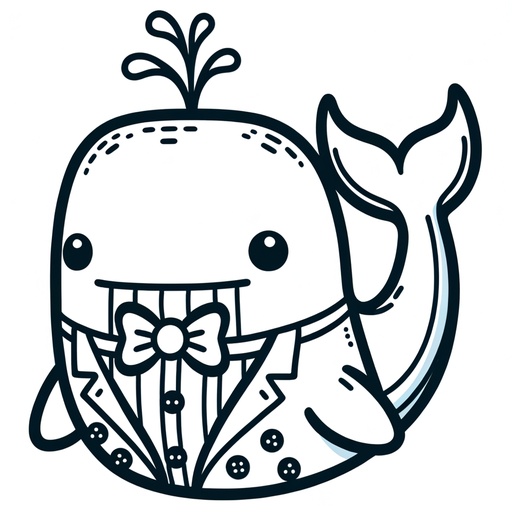 Bowhead Whale in Suits Coloring Page