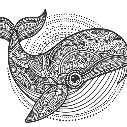 Mandala Bowhead Whale Coloring Page