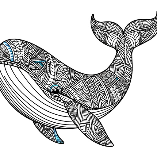 Geometric Bowhead Whale Coloring Page