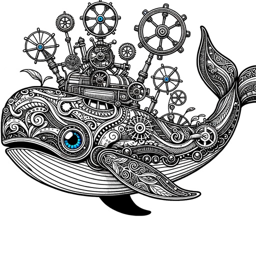 Steampunk Bowhead Whale Coloring Page