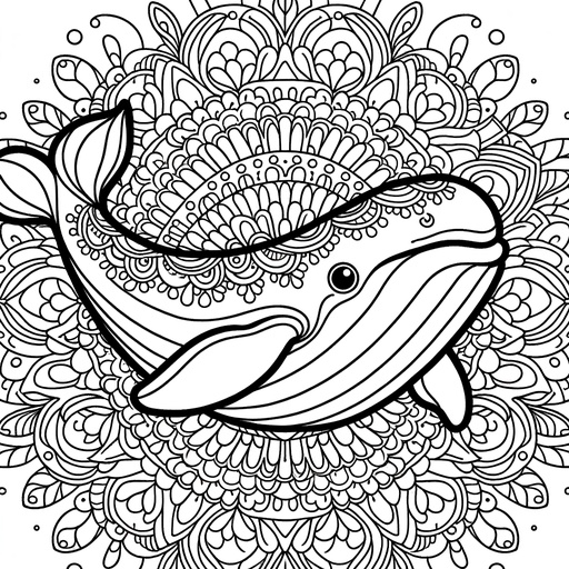 Mandala Pilot Whale Coloring Page