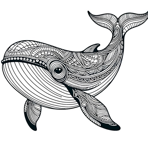 Zentangle Pilot Whale Coloring Page