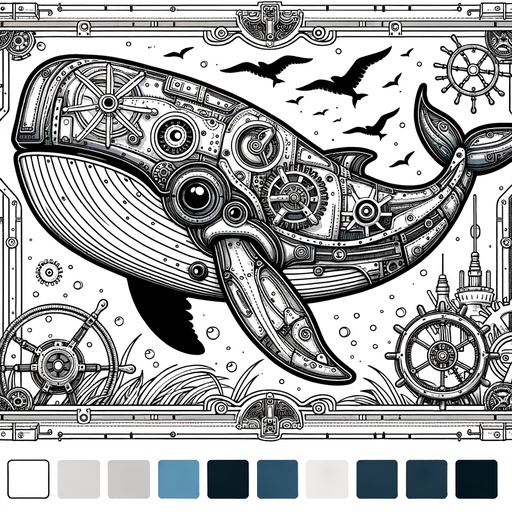 Steampunk Pilot Whale Coloring Page