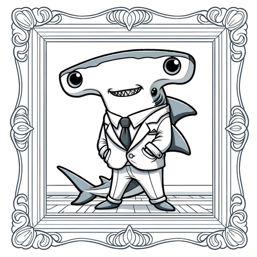 Hammerhead Shark in Suits Coloring Page