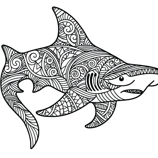 Zentangle Hammerhead Shark Coloring Page