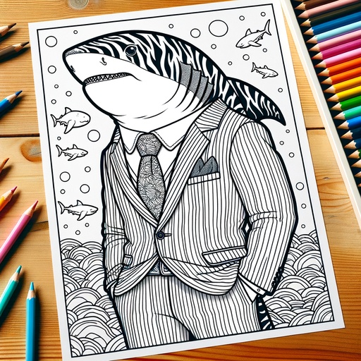 Tiger Shark in Suits Coloring Page