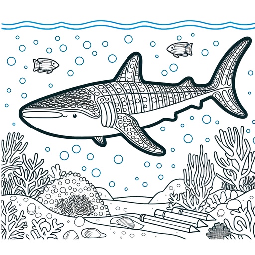 Underwater Whale Shark Coloring Page