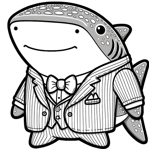 Whale Shark in Suits Coloring Page