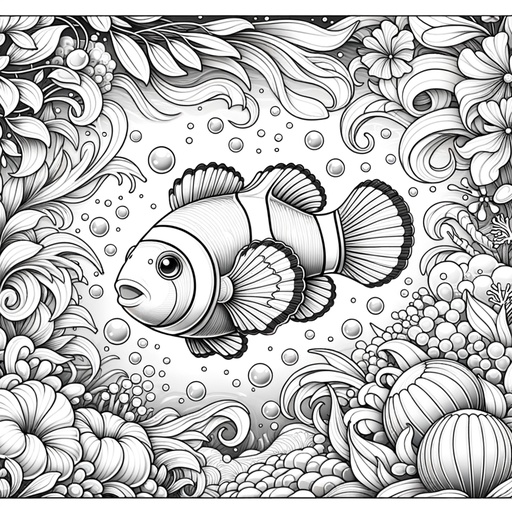 Underwater Clownfish Coloring Page