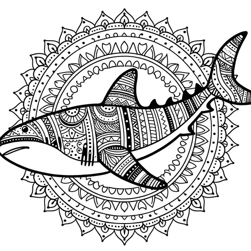 Mandala Whale Shark Coloring Page