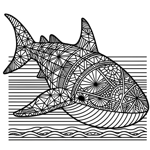 Geometric Whale Shark Coloring Page