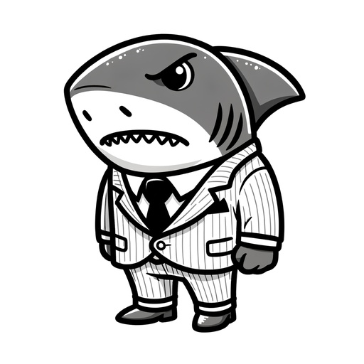 Bull Shark in Suits Coloring Page